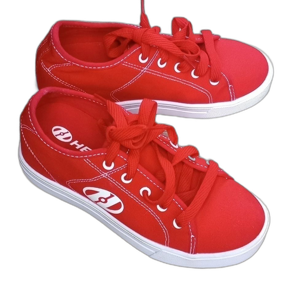 Heelys Skate Shoes Unisex Youth Size 3 Red White Canvas Lace Up Pro 20 HES10456